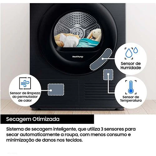 Máquina de Secar Samsung DV90DG52A0ABEP | 9 Kg | Bomba de Calor | C | Preto - Image 7