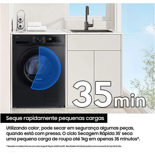 Máquina de Secar Samsung DV90DG52A0ABEP | 9 Kg | Bomba de Calor | C | Preto - Image 8