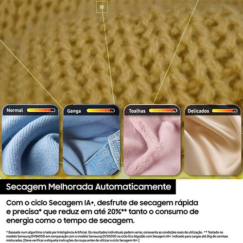 Máquina de Secar Samsung DV90DG6845LEU3 | 9 Kg | Bomba de Calor | Condensação | A | Branco - Image 3