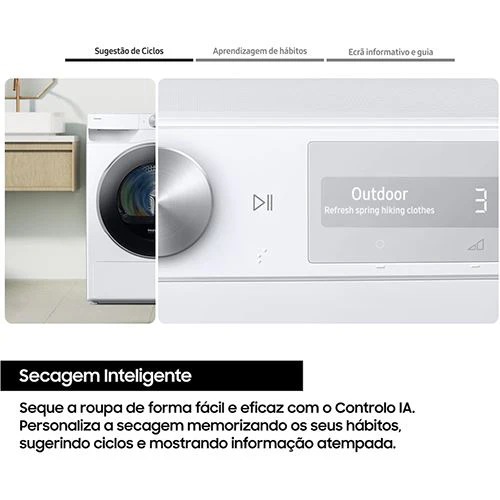 Máquina de Secar Samsung DV90DG6845LEU3 | 9 Kg | Bomba de Calor | Condensação | A | Branco - Image 4