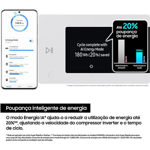 Máquina de Secar Samsung DV90DG6845LEU3 | 9 Kg | Bomba de Calor | Condensação | A | Branco - Image 5