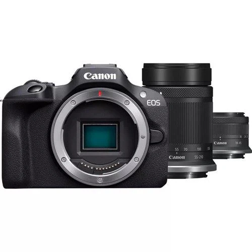 Máquina Fotográfica Mirrorless Canon EOS R100 + RF-S 18-45 mm f/4.5-6.3 IS STM + RF-S 55-210 mm f 5-7.1