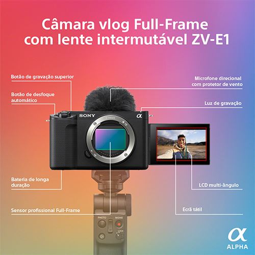 Máquina Fotográfica Mirrorless Sony ZV-E1 Corpo - Preto - Image 3