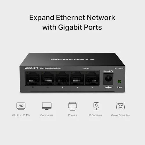 Switch Mercusys MS105GS 5 Portas Gigabit 10/100/1000Mbps - Image 5