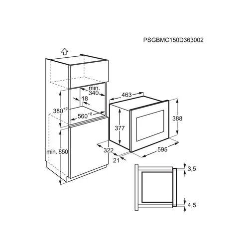 Micro-ondas Encastrar Electrolux EMM20007OX | 20 L | 800 W | Aço inoxidável - Image 3