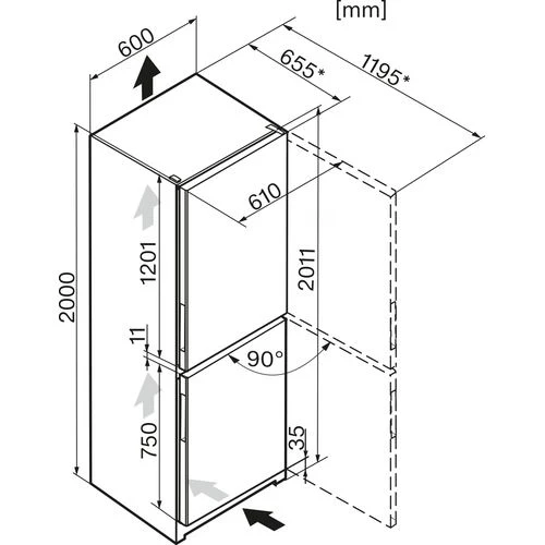 Frigorífico Combinado Miele 10622470 | 201,1x60x65,5 cm | 243 L | E | Aço inoxidável - Image 3