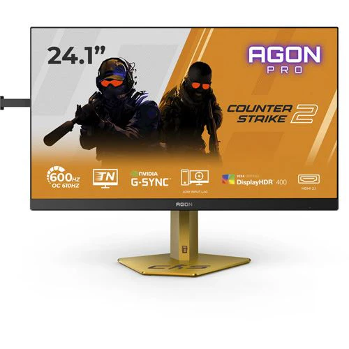Monitor Gaming AOC Agon Pro CS24A | 24,1" | 0,5 ms | 610 Hz | Full HD - Preto e Dourado CS2