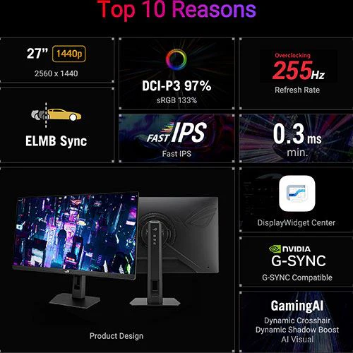 Monitor Gaming Asus ROG Strix XG27ACMES | 27" | 255Hz | QHD - Image 8