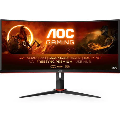 Monitor Gaming Curvo AOC CU34G2X/BK | 34'' | 144 Hz | UltraWide QHD