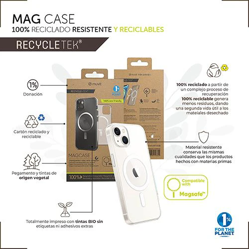 Capa Recycle-Tek Muvit com MagSafe para Apple iPhone 14 Pro Max - Transparente - Image 3
