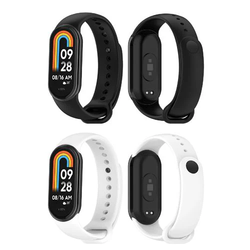 Pack Braceletes 4-OK para Pulseira de Atividade Xiaomi Mi Band 8 - 2 Unidades - Preta/ Branca - Image 3
