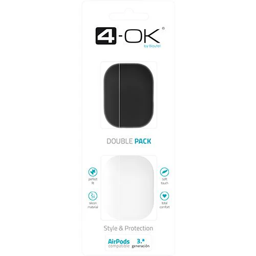 Pack Capa AirPods 4-OK - Preto | Branco - 2 Uni. - Image 2