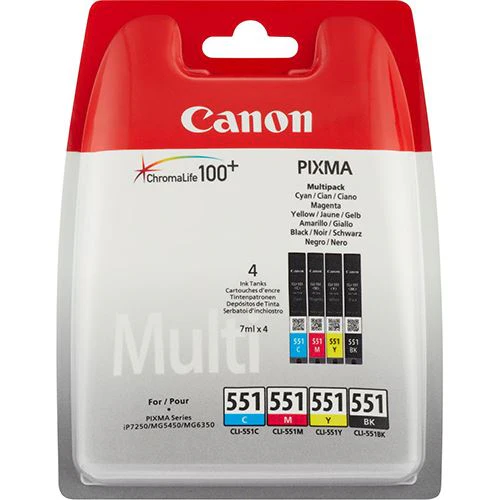 Pack de Tinteiros Canon CLI-551 - Preto | Ciano | Magenta | Amarelo