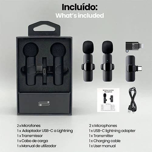 Pack  Microfones 4-OK USB-C / Lightning 4-OK - 2 Unidades- Preto - Image 6