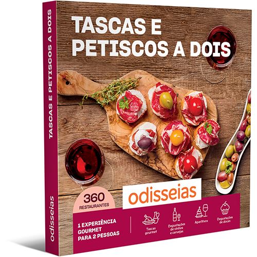 Pack Presente Odisseias - Tascas e Petiscos a Dois | Experiência gourmet | 2 pessoas