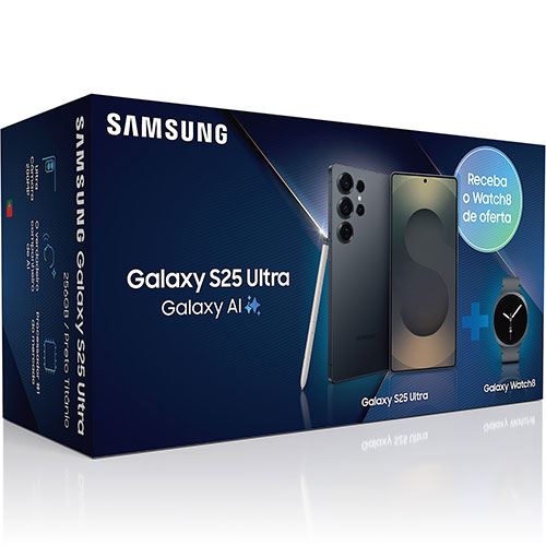 Pack Samsung Galaxy S25 Ultra - 256GB - Preto Titânio + Smartwatch Samsung Galaxy Watch8 44mm - Grafite