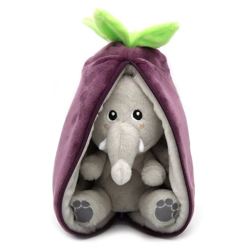 Peluche Les Flipetz Elefante com Bolsa em Formato de Beringela - 2 em 1 - Nature & Découvertes
