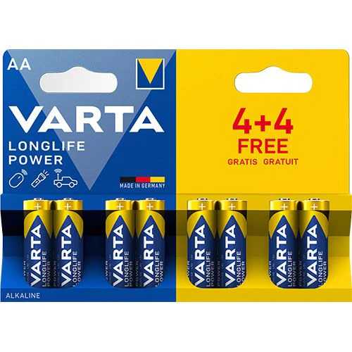 Pilhas Alcalinas Varta Longlife Power AA - 4 + 4 Unidades