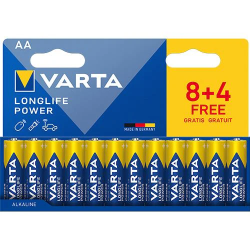 Pilhas Alcalinas Varta Longlife Power AA - 8 + 4 Unidades