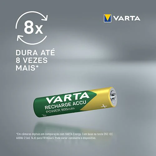 Pilhas Recarregáveis Varta Recharge Accu Power AAA 800mAh - 4 Unidades - Image 2