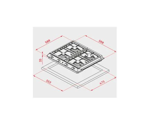 Placa a Gás Teka EX 60 1 4G AI AL  NAT | Gás Butano/Propano | 58 cm | 4 Zonas | Aço inoxidável - Image 2