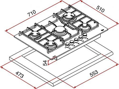 Placa a Gás Teka CGW LUX 70 5G AI AL TR | 71 cm | 5 Zonas | Preto - Image 2