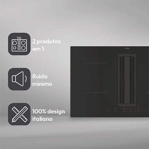 Placa de Indução com Exaustor Integrado Candy CIH8I4CF | Elétrica | 83 cm | 4 Zonas | Preto - Image 3