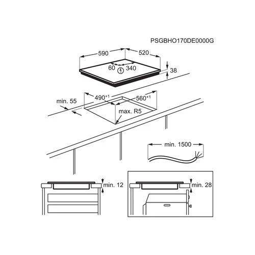 Placa de Vitrocerâmica Electrolux EHF6241FOK | Elétrica | 59 cm | 4 Zonas | Preto - Image 2
