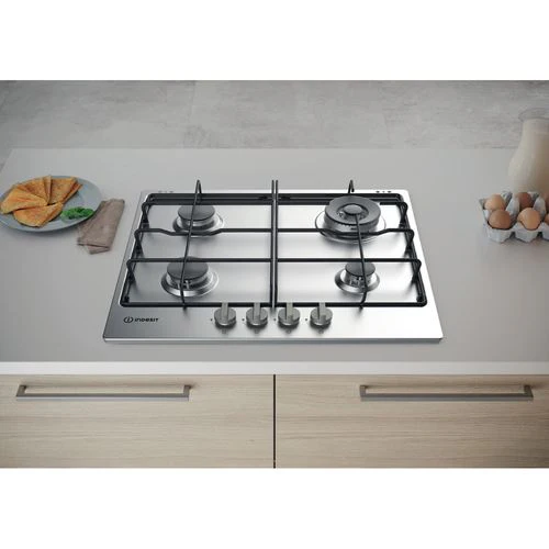 Placa a Gás Indesit THP 642 W/IX/I RU | 58 cm | 4 Zonas | Aço inoxidável