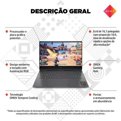 Computador Portátil Gaming Omen by HP 16-n0009np | 16,1'' | Radeon RX 6650M | Ryzen 9 6900HX | 32GB | 1TB SSD - Image 2