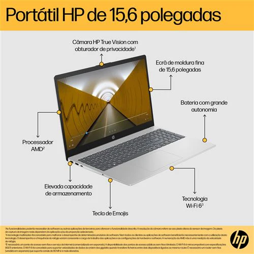 Computador Portátil HP 15-fc0003np | 15,6'' | Ryzen 5 7520U | 8GB | 512GB SSD - Image 2