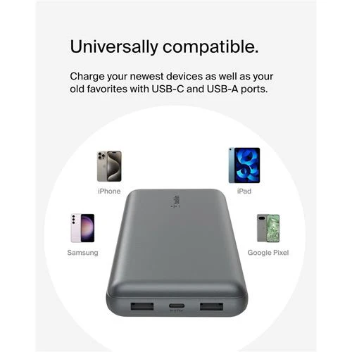 Powerbank 2x USB+USB-C Belkin BoostCharge - 20000 mAh - 15W - Cinzento - Image 10