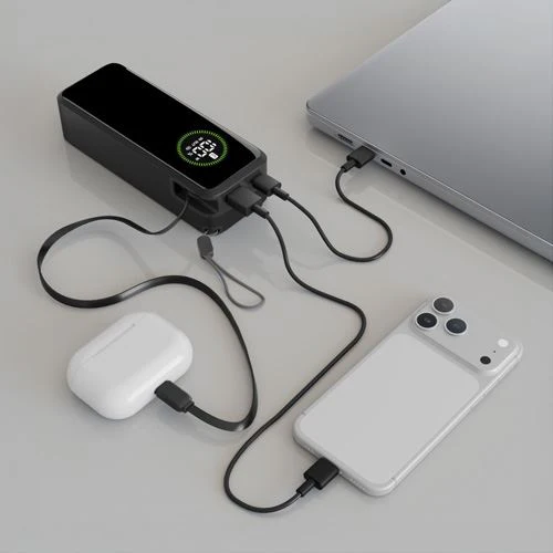 Powerbank com Cabo USB-C Retráctil Cellularline 20000 mAh - Preto - Image 3