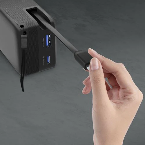 Powerbank com Cabo USB-C Retráctil Cellularline 20000 mAh - Preto - Image 4