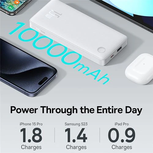 Powerbank com Fast Charging Baseus Airpow Lite 10000mAh 15W- Branco - Image 3