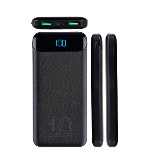 Powerbank com LCD Rivacase 10.000 mAh PD 20W - Preto - Image 2