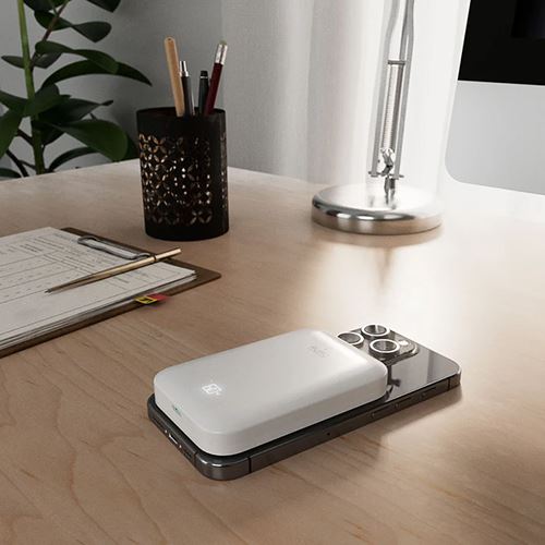 Powerbank com MagSafe + Ecrã LCD Puro Power Mag 5000 mAh - Branco - Image 3
