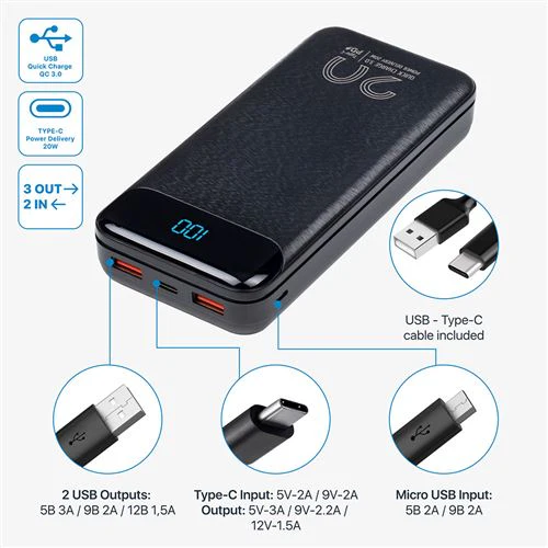 Powerbank Rivacase 20000mAh 20W com Power Delivery - Preto - Image 7