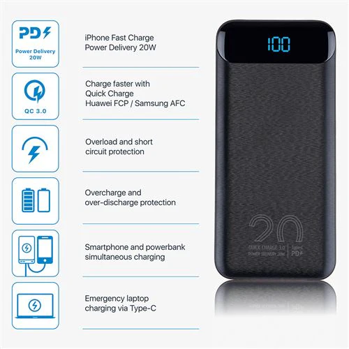 Powerbank Rivacase 20000mAh 20W com Power Delivery - Preto - Image 8