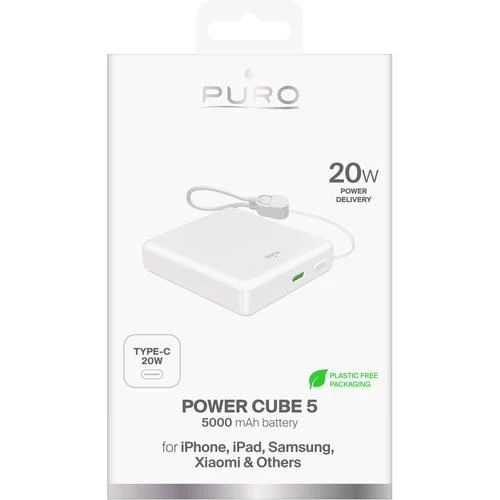 Powerbank USB-C Puro Power Cube 5 - 5000 mAh - Branco - Image 2