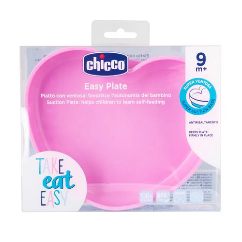 Prato em Silicone em Forma de Coração +9 Meses - Rosa - Chicco - Image 2