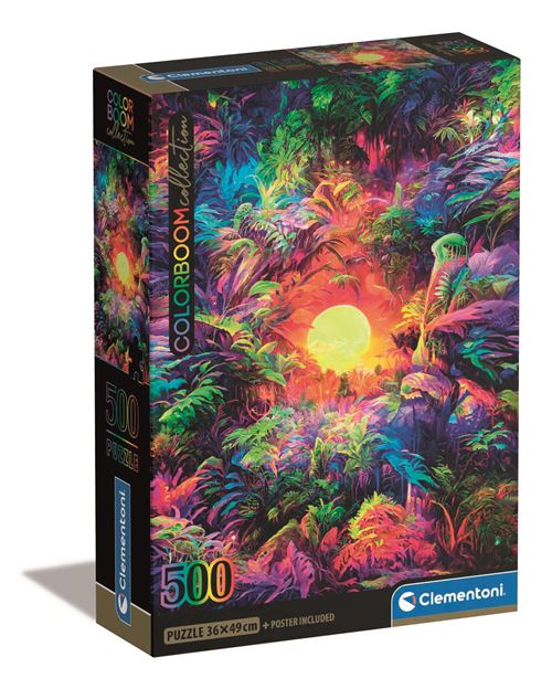 Puzzle Compact Colorboom Collection: Psychedelic Jungle Sunrise - 500 Peças - Clementoni