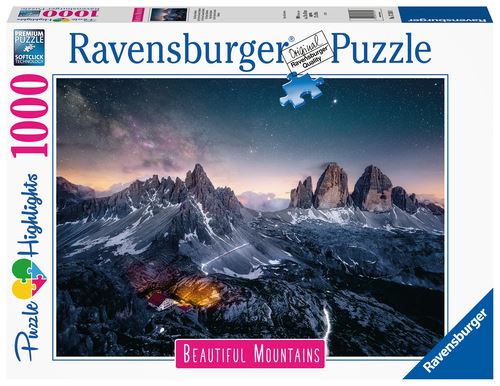 Puzzle Highlights Beautiful Mountains: Os Três Picos do Lavaredo - Itália - 1000 Peças - Ravensburger