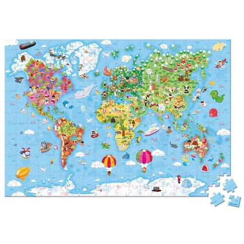 Puzzle Mundo Gigante - 300 Peças | Incluí Póster - Janod - Image 2