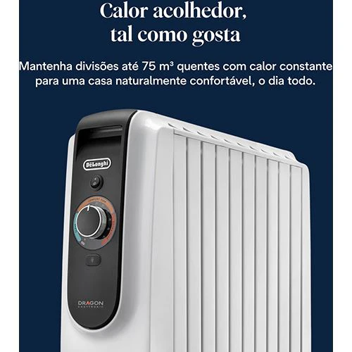 Radiador a Óleo Delonghi TRD51025 | 2500 W | 10 Elementos | Preto e Branco - Image 2