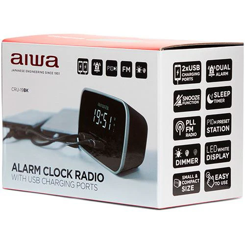 Rádio Relógio Aiwa CRU-19 - Preto - Image 4