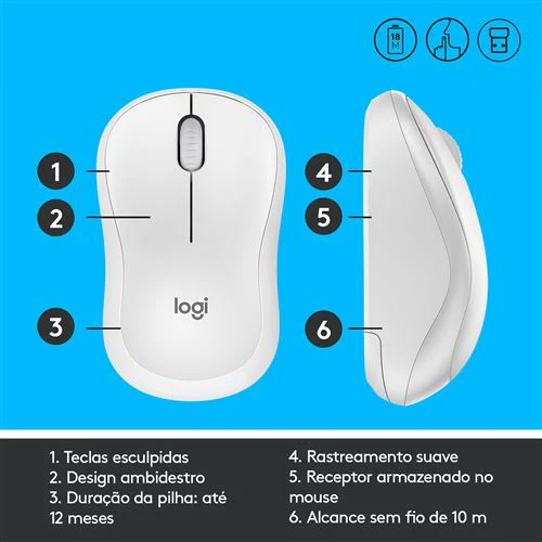 Rato Wireless Logitech M220 - Branco - Image 6