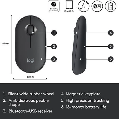 Rato Wireless Logitech Pebble M350 - Grafite - Image 7