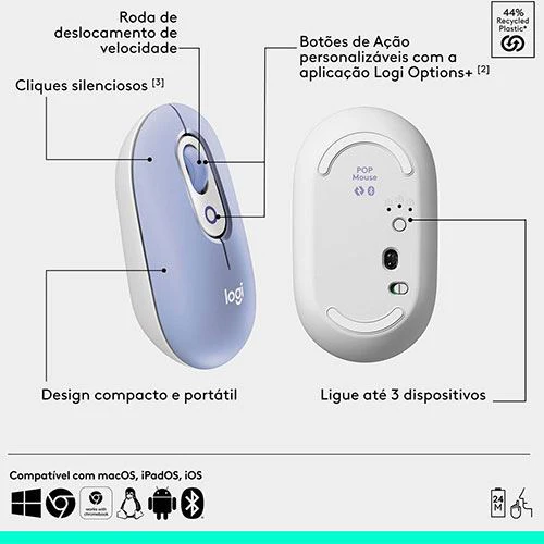 Rato Wireless Logitech Pop - Lilás - Image 3