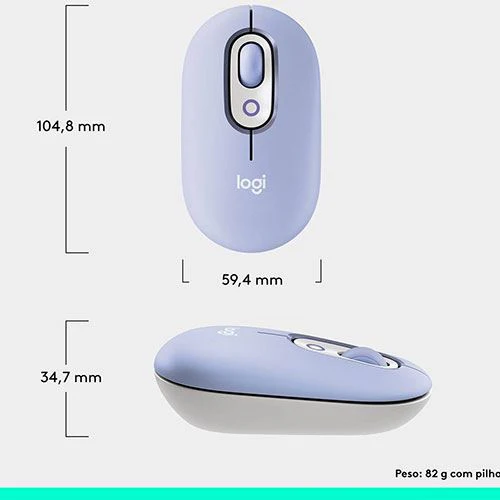Rato Wireless Logitech Pop - Lilás - Image 5